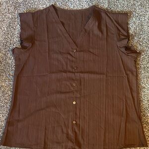 Brown V-Neck Women's Top size 2XL